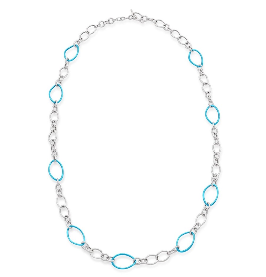 Jewellery Faraone Mennella  | Stella Collection Sterling Silver Necklace - Aqua Blue