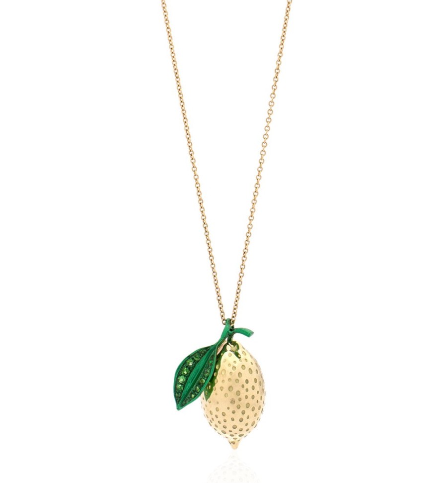 Jewellery Faraone Mennella  | Love Lemons - 18Kt Gold - Tsavorites - Necklace - Large