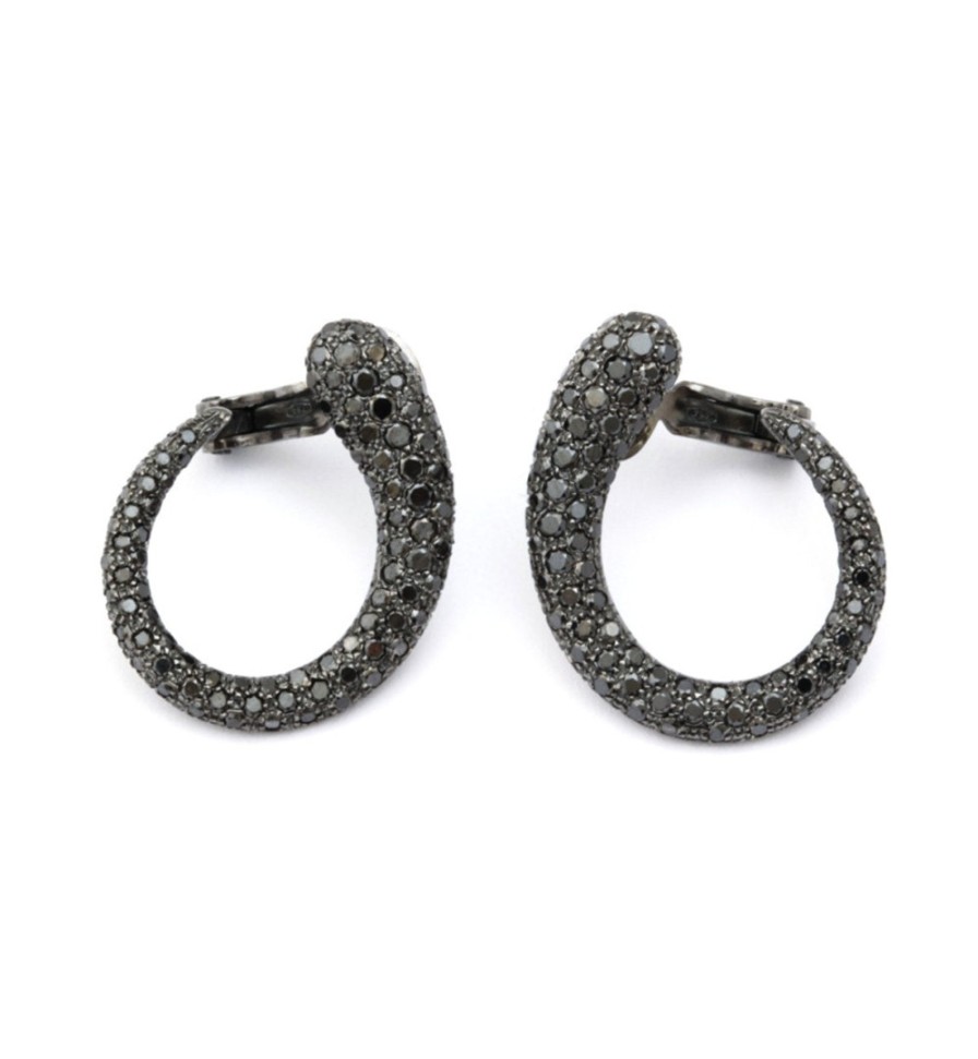 Jewellery Faraone Mennella  | Gocce Collection Black Diamonds Earrings - Medium